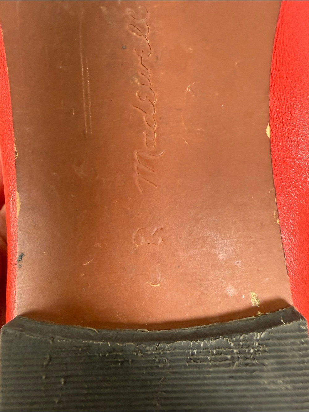 Madewell The Greta Ballet Flat Kilt Red Leather Mary Jane Square Toe Size 6.5 - Picture 11 of 11